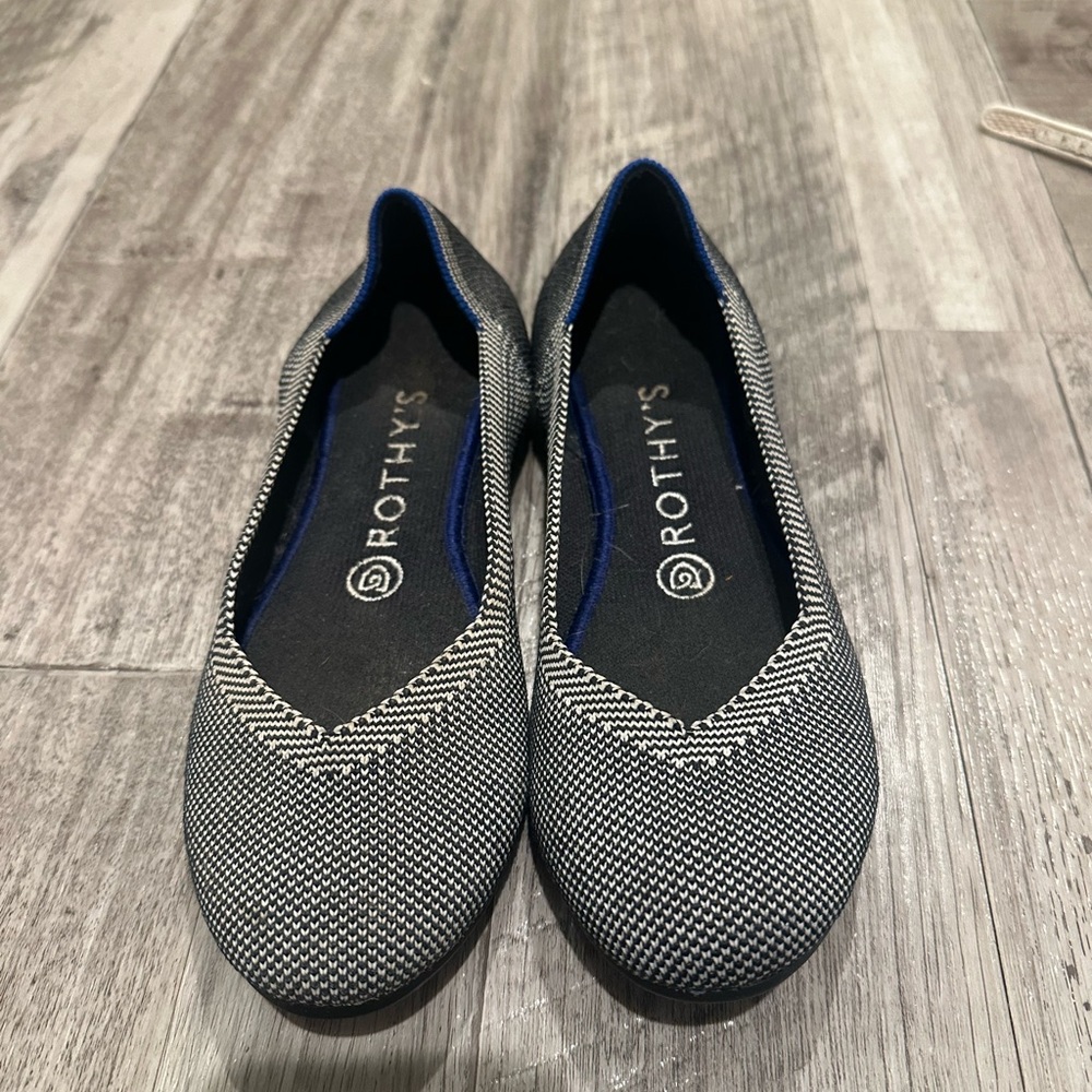 Rothy's Women's Black & White Knit Slip-On Flats